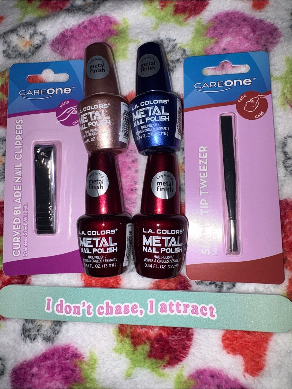 L.A. Colors Metal Nail Polish Collection in Rose Gold, Blue, and Red